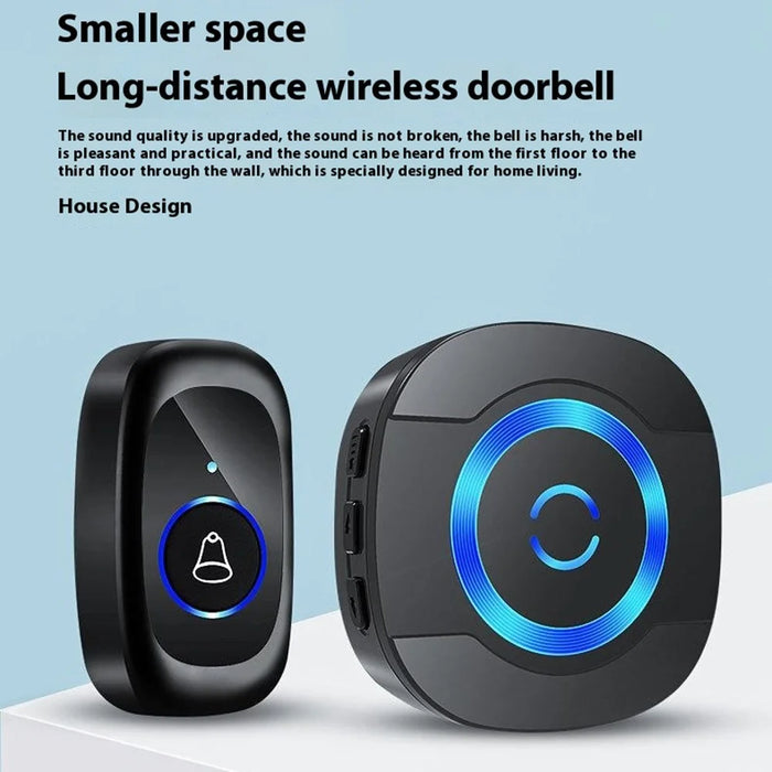 N92A-1T2 Home Doorbell Adjustable Volume Flashing Light Wireless Door Bell, 1 Transmitter+2 Receiver - US Plug / Black - 3