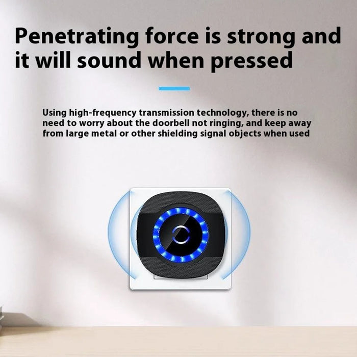 N92A-1T2 Home Doorbell Adjustable Volume Flashing Light Wireless Door Bell, 1 Transmitter+2 Receiver - US Plug / Black - 6
