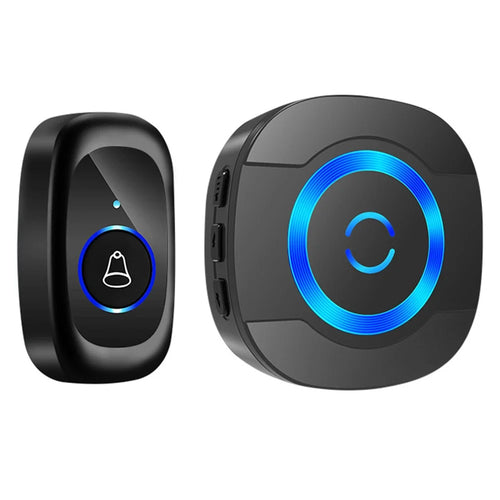 N92A-1T1 Rainproof Flashing Light Doorbell Adjustable Volume Wireless Home Door Bell, 1 Transmitter+1 Receiver - US Plug / Black - 1