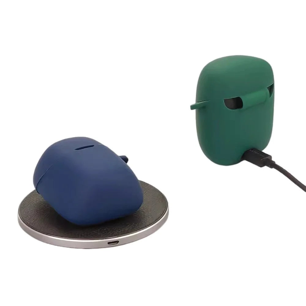 For JBL Quantum Stream Wireless USB-C Silicone Case Bluetooth-compatible Earphone Cover with Hanging Buckle - Blackish Green - 7