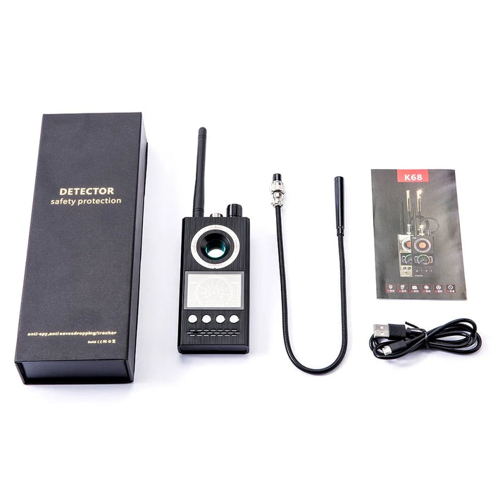 K68 Wireless Signal Detector RF Bug Finder Anti-Spy Camera Detector GPS Tracker Locator, Upgraded Version - Black - 7