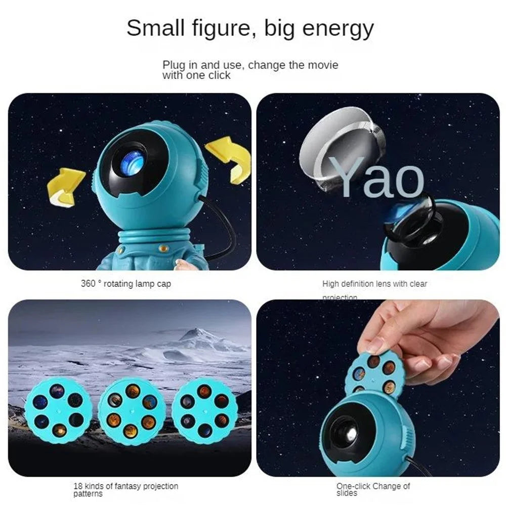 k2301 Green Astronaut Projector Lamp 18 Projection Patterns Starry Sky Projection Lamp - 3