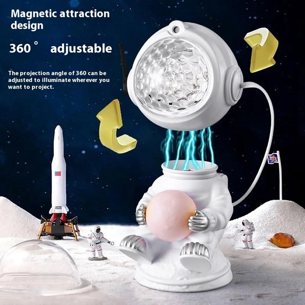 JN2317 Cartoon Astronaut Projection Lamp Water Ripple Starry Sky Projector Decorative Night Light - 3
