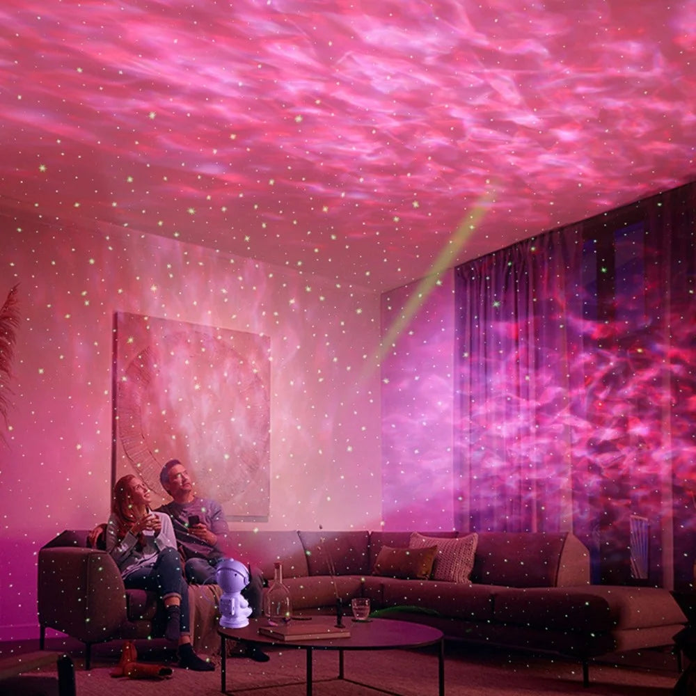 JN2317 Cartoon Astronaut Projection Lamp Water Ripple Starry Sky Projector Decorative Night Light - 4