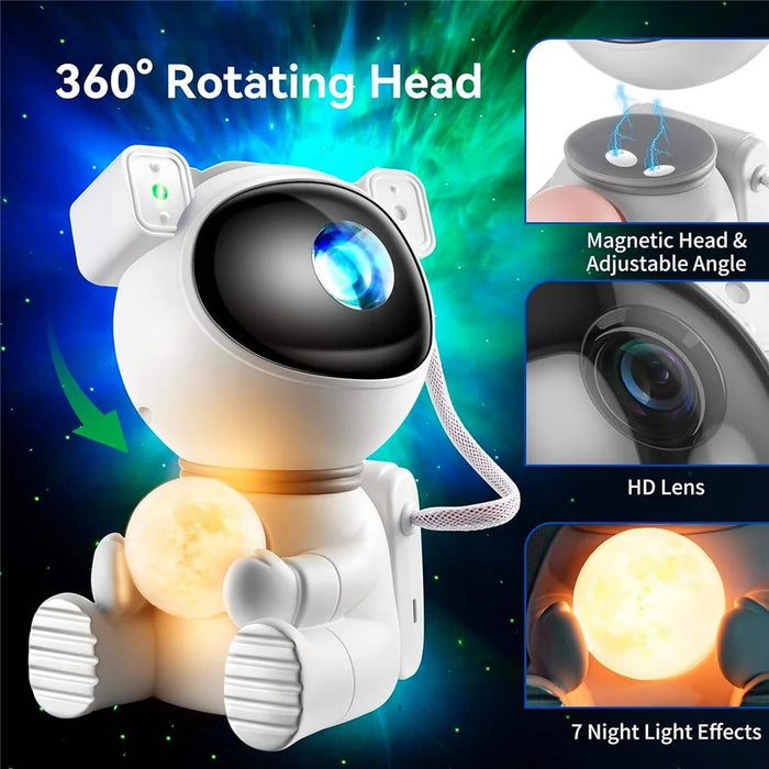 JN2316 Lovely Astronaut Starry Sky Projection Lamp Bluetooth-compatible Speaker 7 Color Moon Night Light - 2