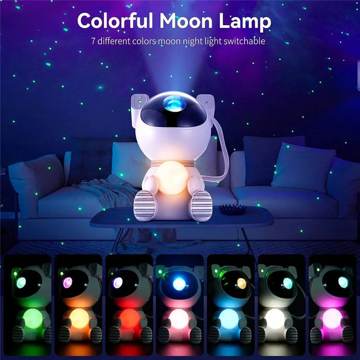 JN2316 Lovely Astronaut Starry Sky Projection Lamp Bluetooth-compatible Speaker 7 Color Moon Night Light - 5