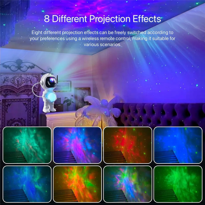 JN2313 Cartoon Astronaut Starry Sky Projection Lamp Bluetooth-compatible Speaker Moon Night Light - 3