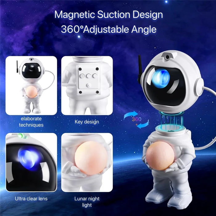 JN2313 Cartoon Astronaut Starry Sky Projection Lamp Bluetooth-compatible Speaker Moon Night Light - 5