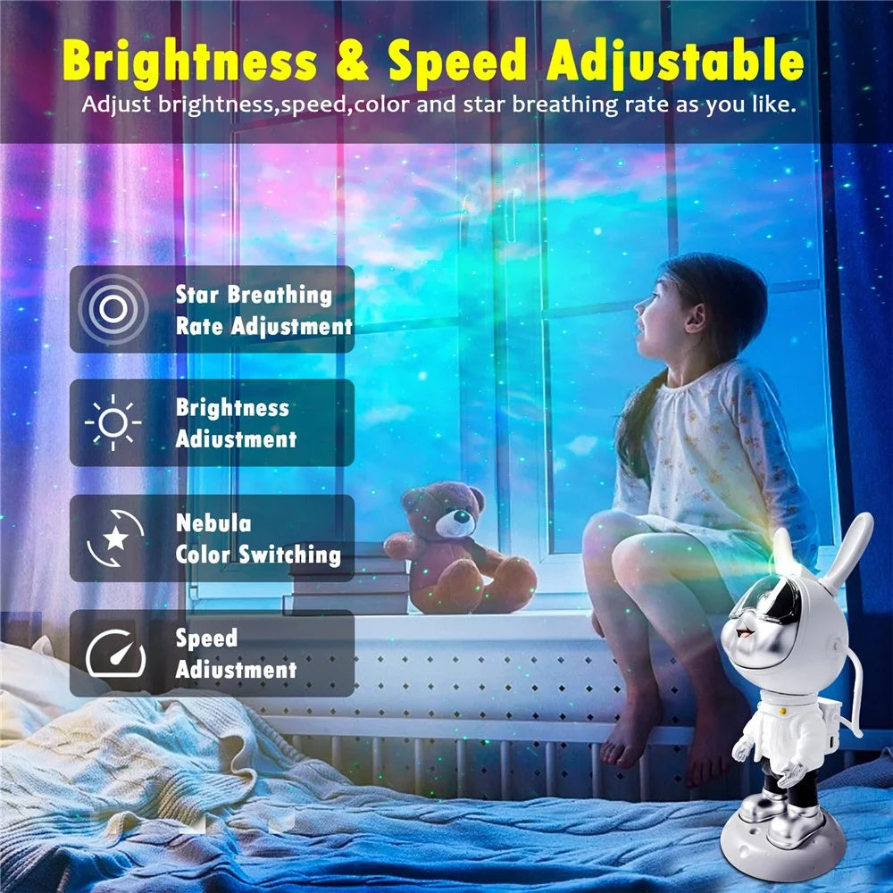 k2309 Space Rabbit Brightness Adjustable Starry Sky Projection Lamp Atmosphere Night Light - 3