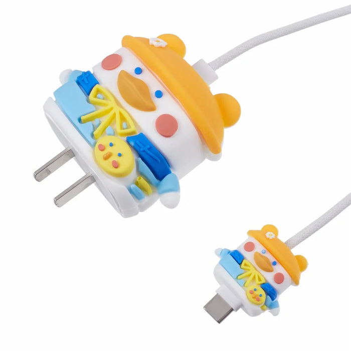 1 Set Cartoon Hat Duck Protective Case Silicone Adapter Charger Cable Protector Cover for iPhone 18W  /  20W Charger - Orange - 5