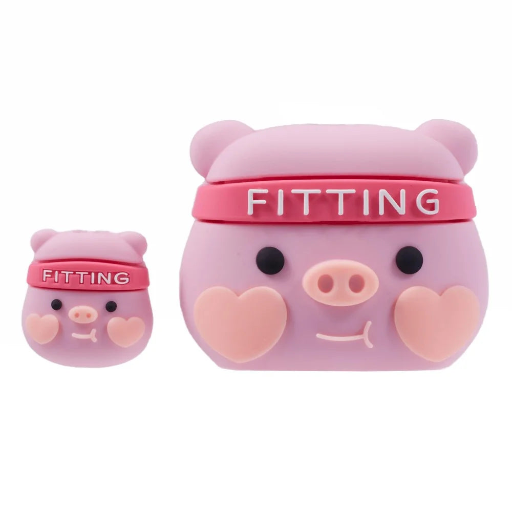 2Pcs / Set Pig Head Protective Sleeve for Apple iPhone 18 / 20W Charger Cover + Data Cable Saver Silicone Case - 1