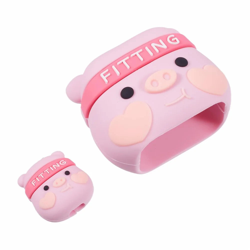 2Pcs / Set Pig Head Protective Sleeve for Apple iPhone 18 / 20W Charger Cover + Data Cable Saver Silicone Case - 3