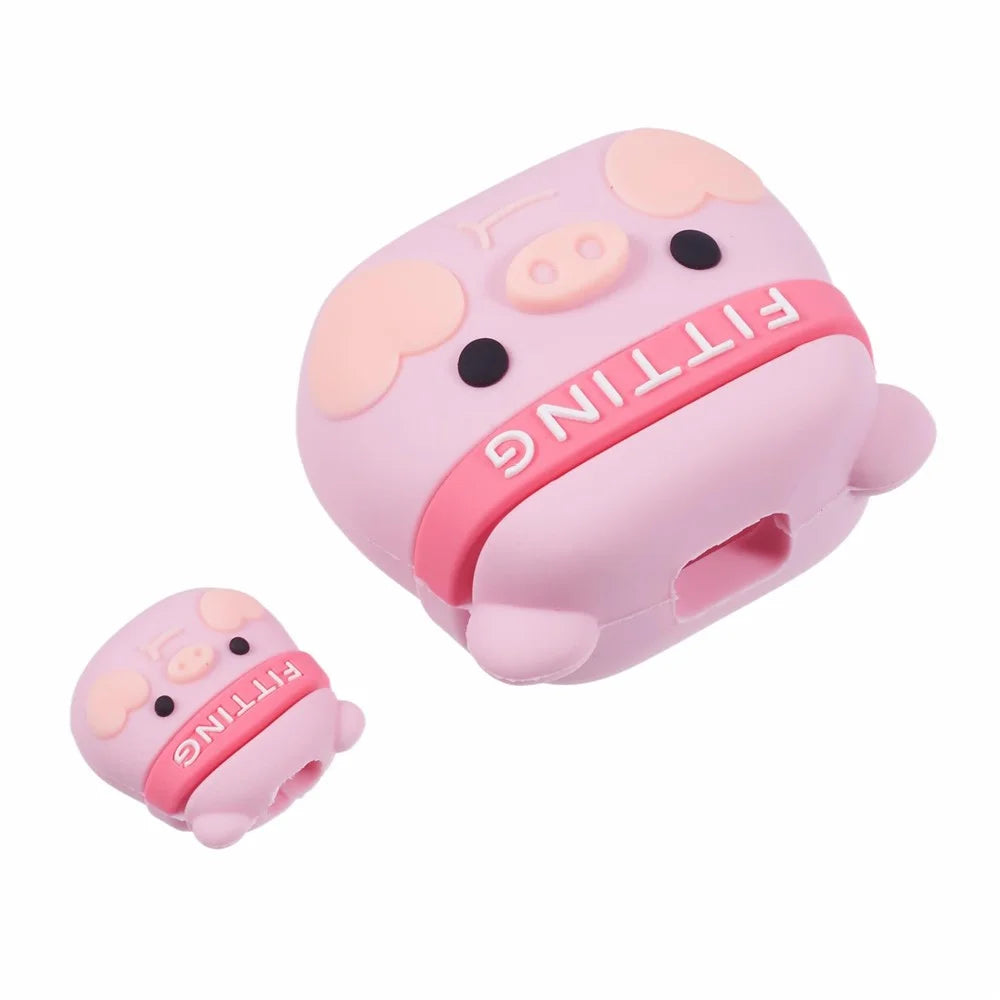2Pcs / Set Pig Head Protective Sleeve for Apple iPhone 18 / 20W Charger Cover + Data Cable Saver Silicone Case - 4