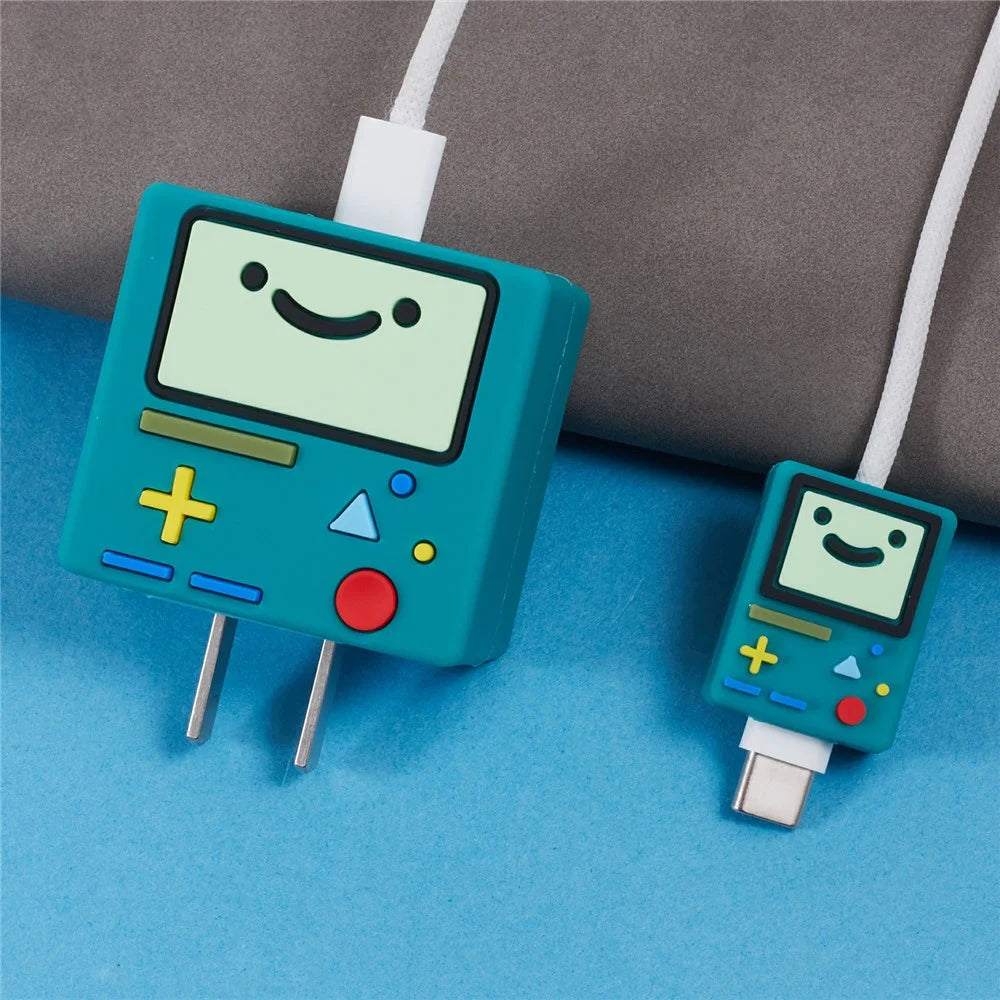 2Pcs / Set Handheld Game Console Protective Sleeve for Apple iPhone 18 / 20W Charger Cover + Data Cable Saver Silicone Case - 7