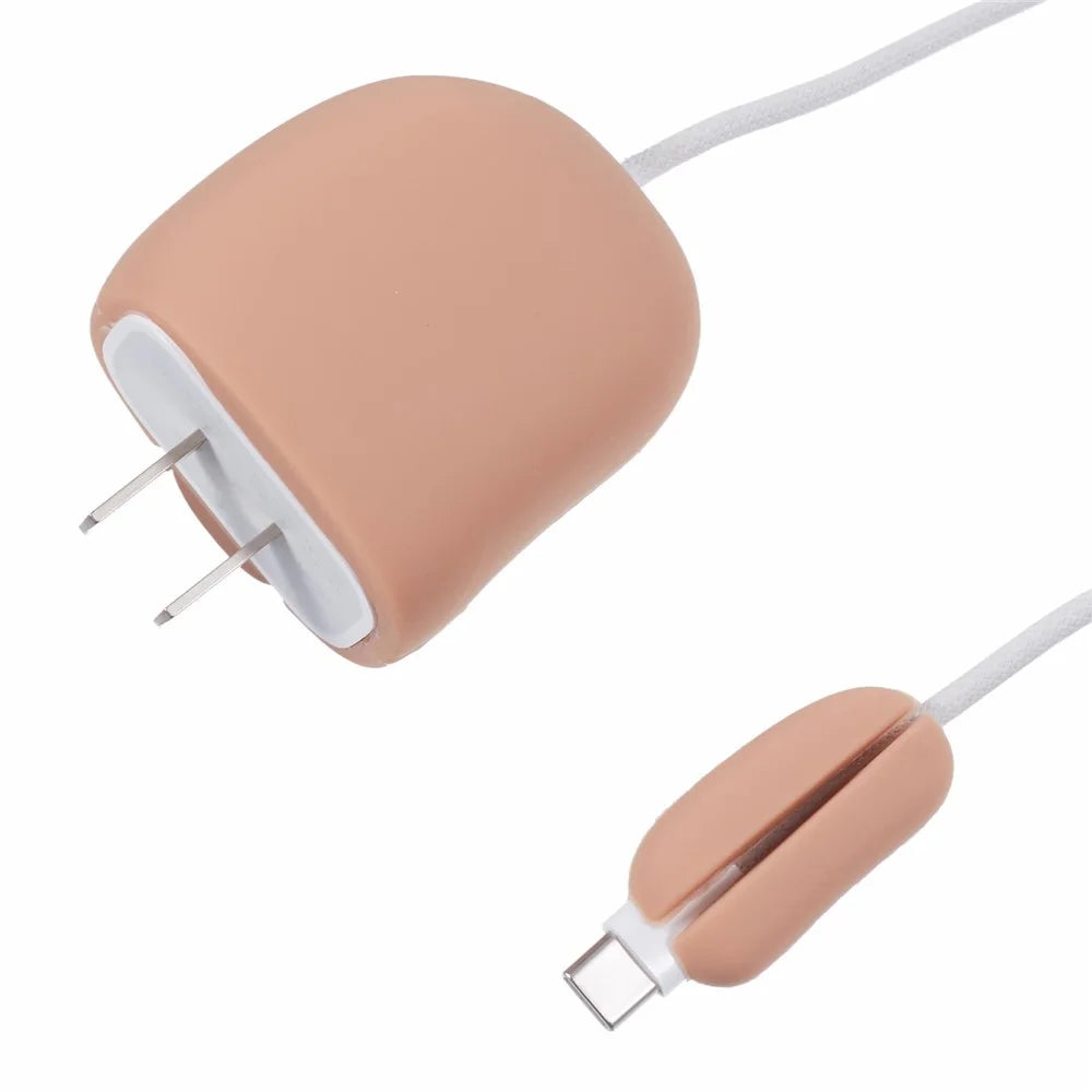 2Pcs / Set Ham Protective Sleeve for Apple iPhone 18 / 20W Charger Cover + Data Cable Saver Silicone Case - 6