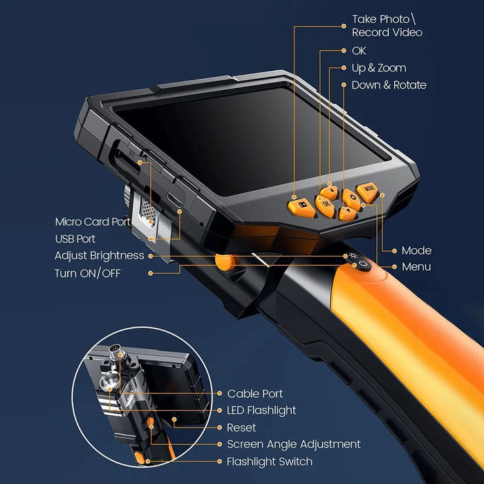 TESLONG NTS300 3m Wire 7.6mm Lens Industrial Endoscope 5.0-inch Screen Pipe Inspection Borescope - 7