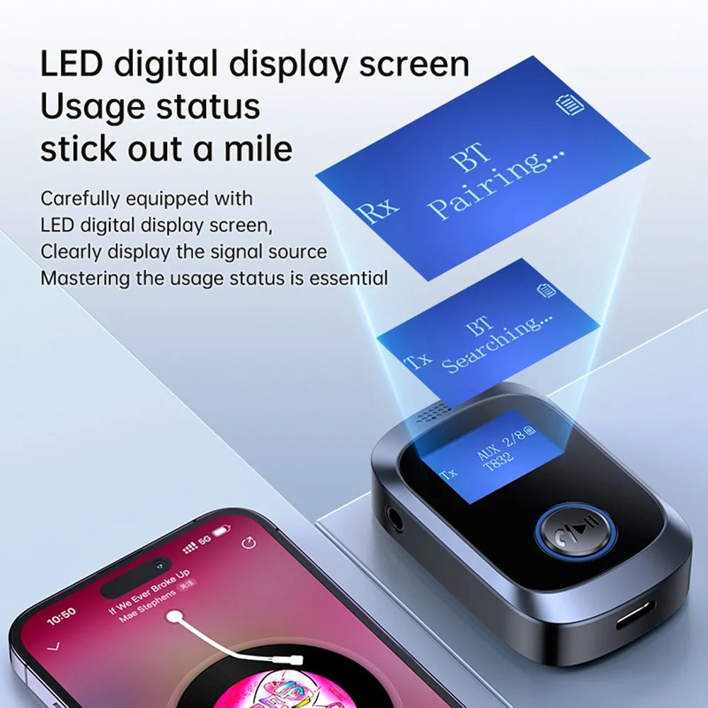 C85 Car Audio Bluetooth-compatible Transmitter Receiver 3.5mm Aux Adapter for Speaker Amplifier - 5