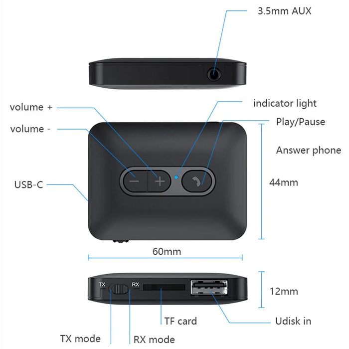 B58 Bluetooth-compatible 5.4 Transmitter Receiver MP3 AUX Adapter for TV / Computer - 7
