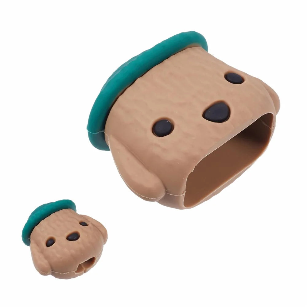Cartoon Silicone Case for Apple 18W / 20W Wall Charger and Cable Connector - Brown - 3
