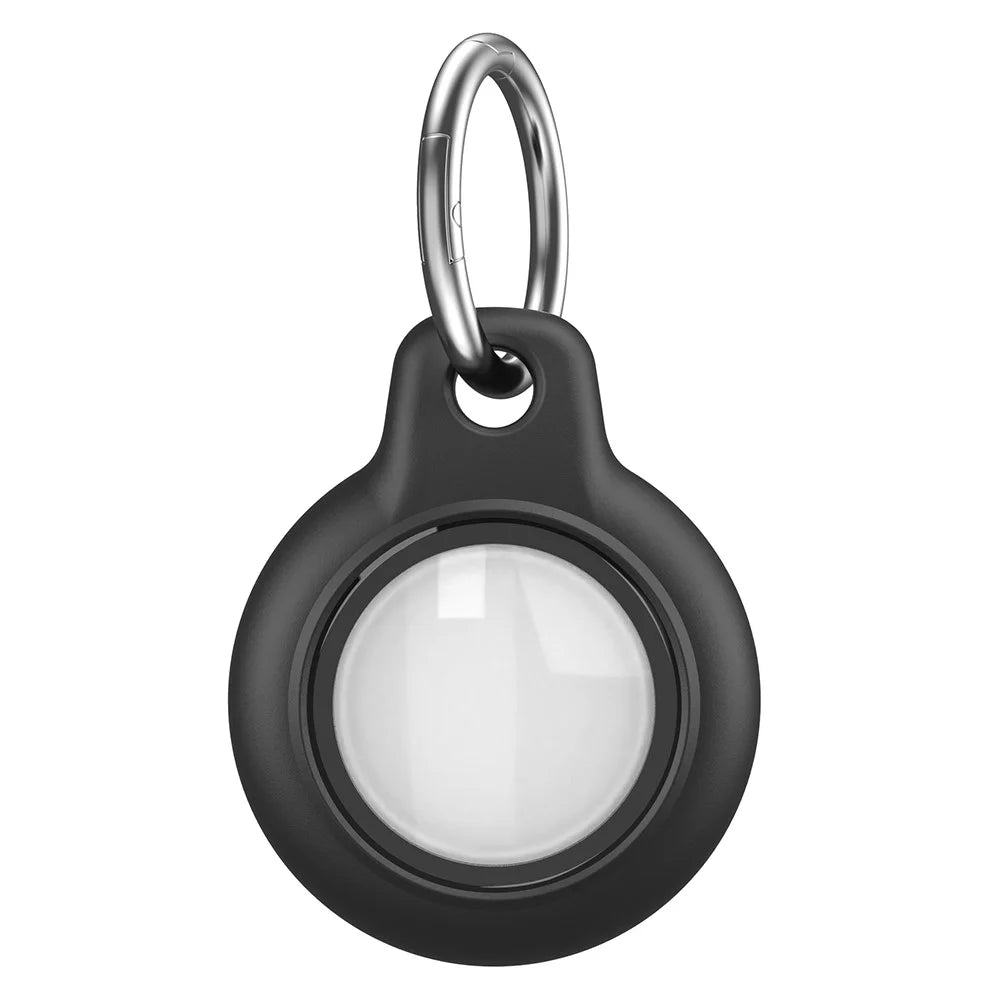 For AirTag Waterproof Case Hard PC Protective Cover Holder with Keychain - Black - 2