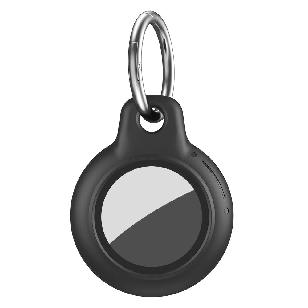 For AirTag Waterproof Case Hard PC Protective Cover Holder with Keychain - Black - 3