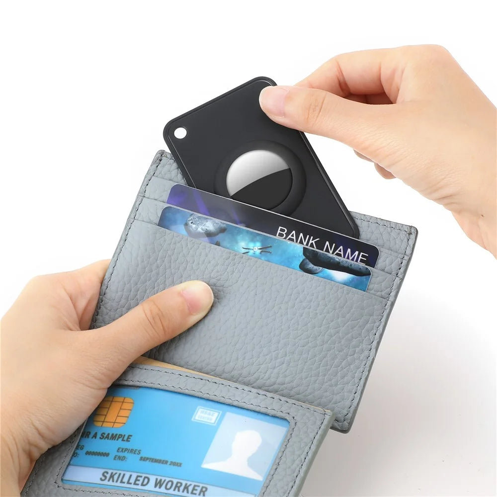 For AirTag Bluetooth-compatible Tracker Wallet Holder Card Slim Card Insert Attachment Anti-Lost - Black - 3