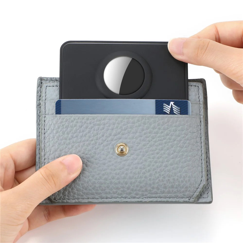 For AirTag Bluetooth-compatible Tracker Wallet Holder Card Slim Card Insert Attachment Anti-Lost - Black - 4
