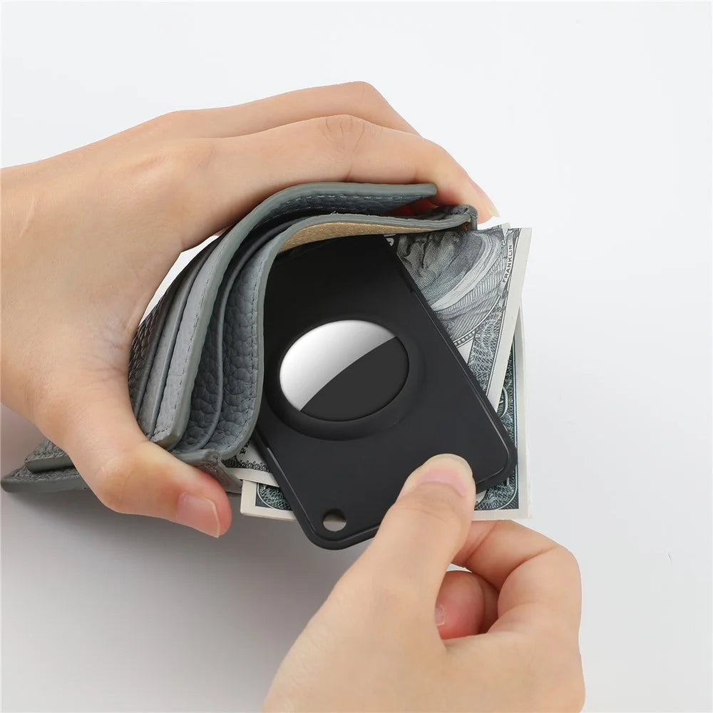 For AirTag Bluetooth-compatible Tracker Wallet Holder Card Slim Card Insert Attachment Anti-Lost - Black - 5