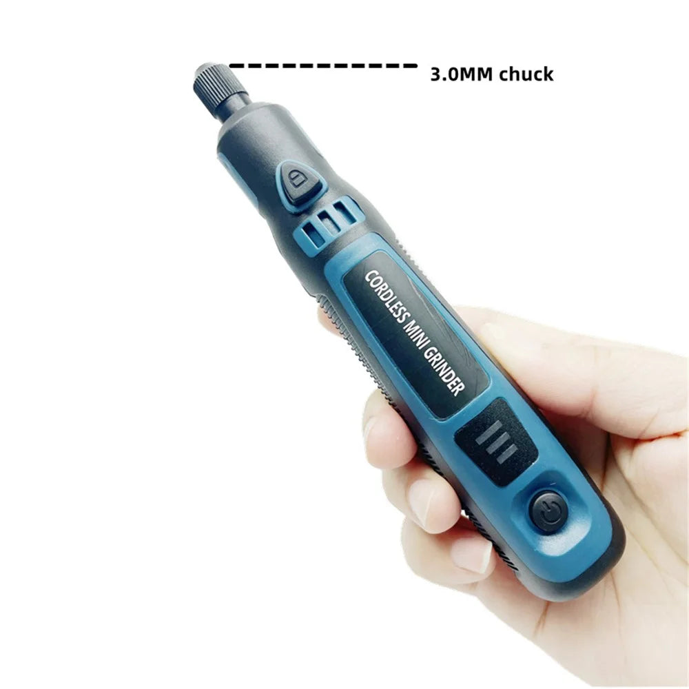 3-Speed Adjustable Cordless Mini Grinder with Copper Chuck Engraving Needle Drill Bit Set - 4