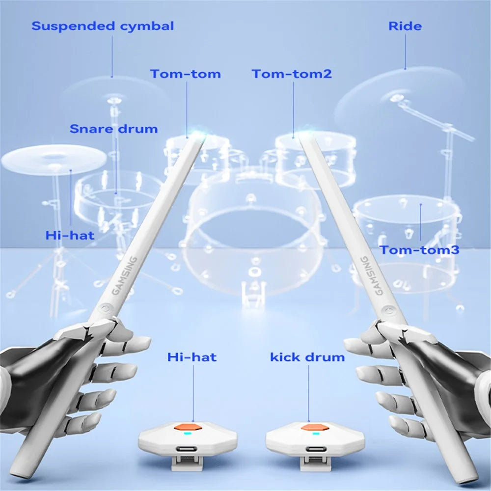 GAMSING Electronic Air Drum Set with Foot Pedals, Drumsticks, Speakers Musical Instrument - 2