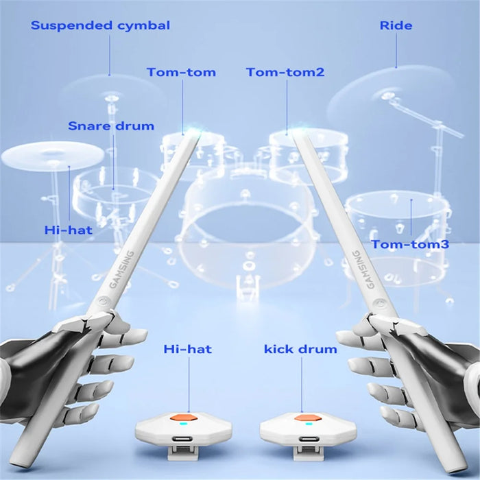 GAMSING GRA2 Air Drum Set with Bluetooth-compatible Speaker, Sticks Portable Drumstick Playset - 2