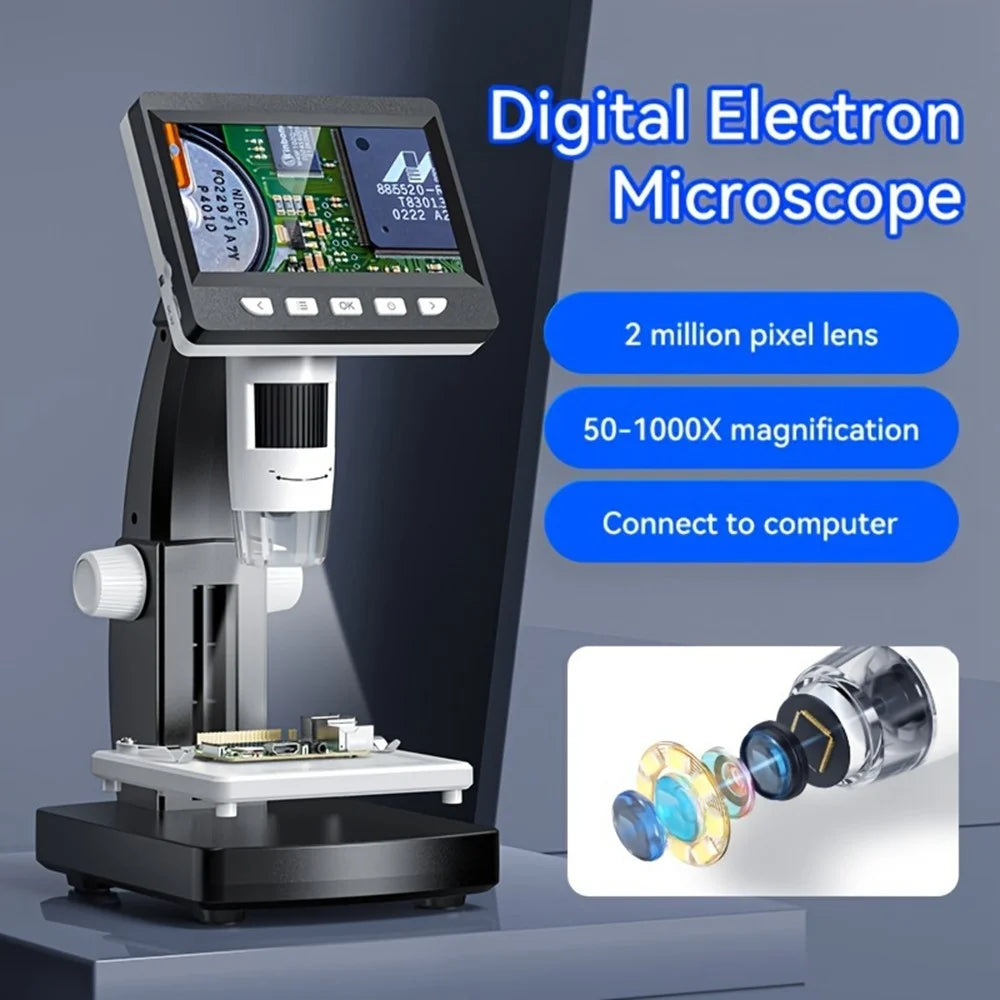 306 2MP Digital Microscope Camera 4.3 inch Screen 1000X Magnification Kids Microscope Video Recorder - 2