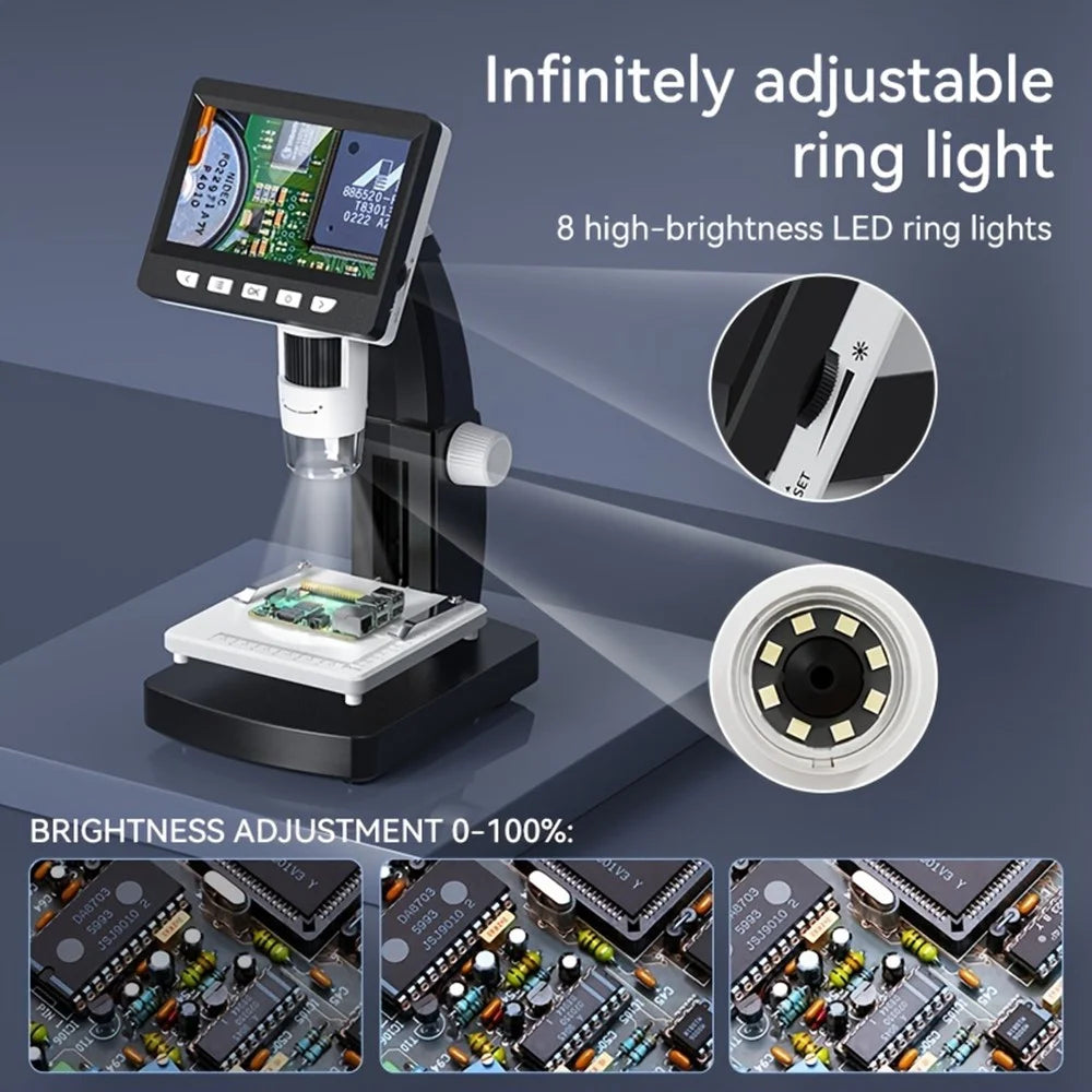 306 2MP Digital Microscope Camera 4.3 inch Screen 1000X Magnification Kids Microscope Video Recorder - 3