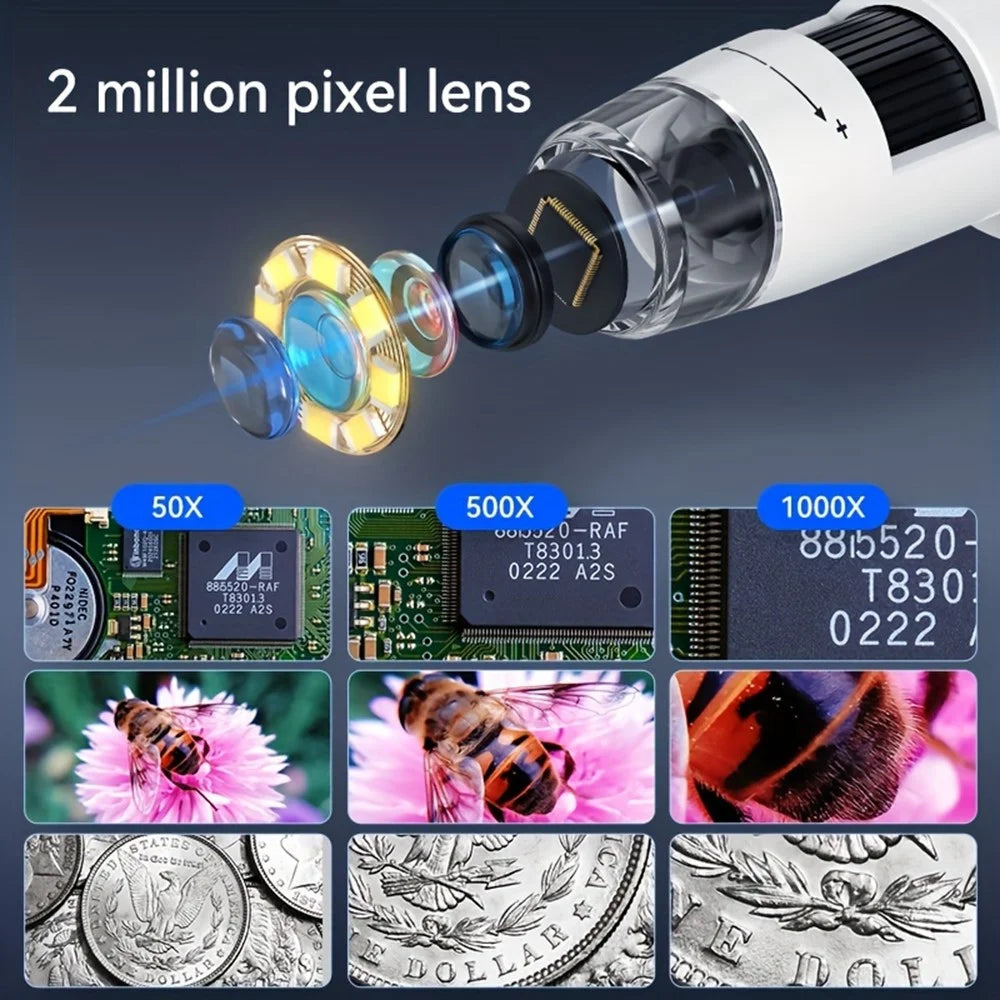 306 2MP Digital Microscope Camera 4.3 inch Screen 1000X Magnification Kids Microscope Video Recorder - 4