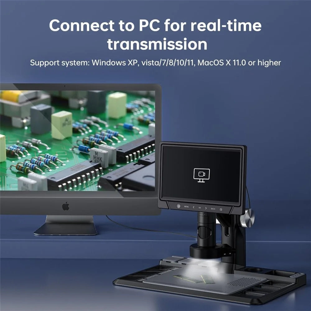 318-C 10.1 inch Screen Electronic Digital Microscope 1600X Magnification Maintenance Industrial Video Recorder - 4