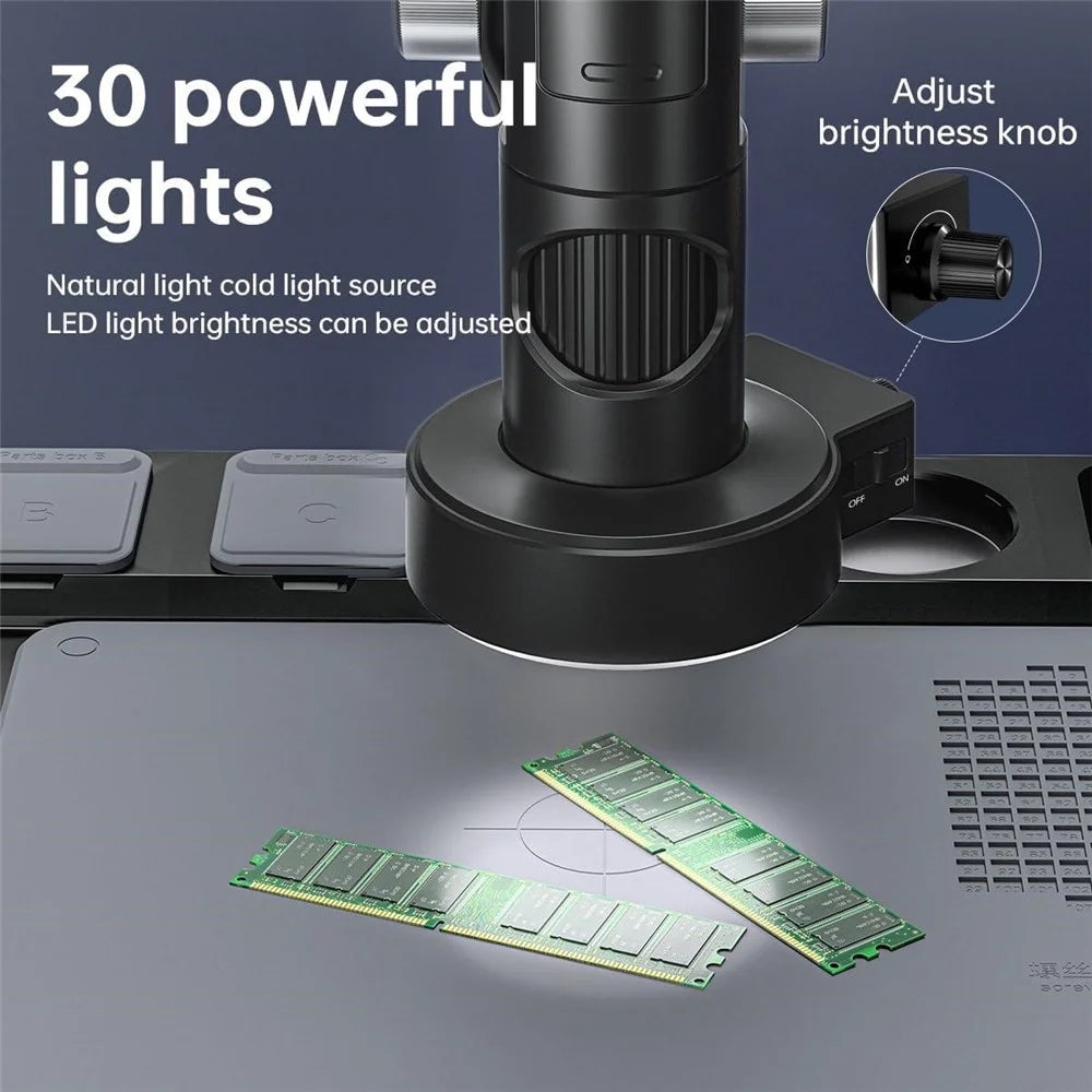 318-C 10.1 inch Screen Electronic Digital Microscope 1600X Magnification Maintenance Industrial Video Recorder - 6