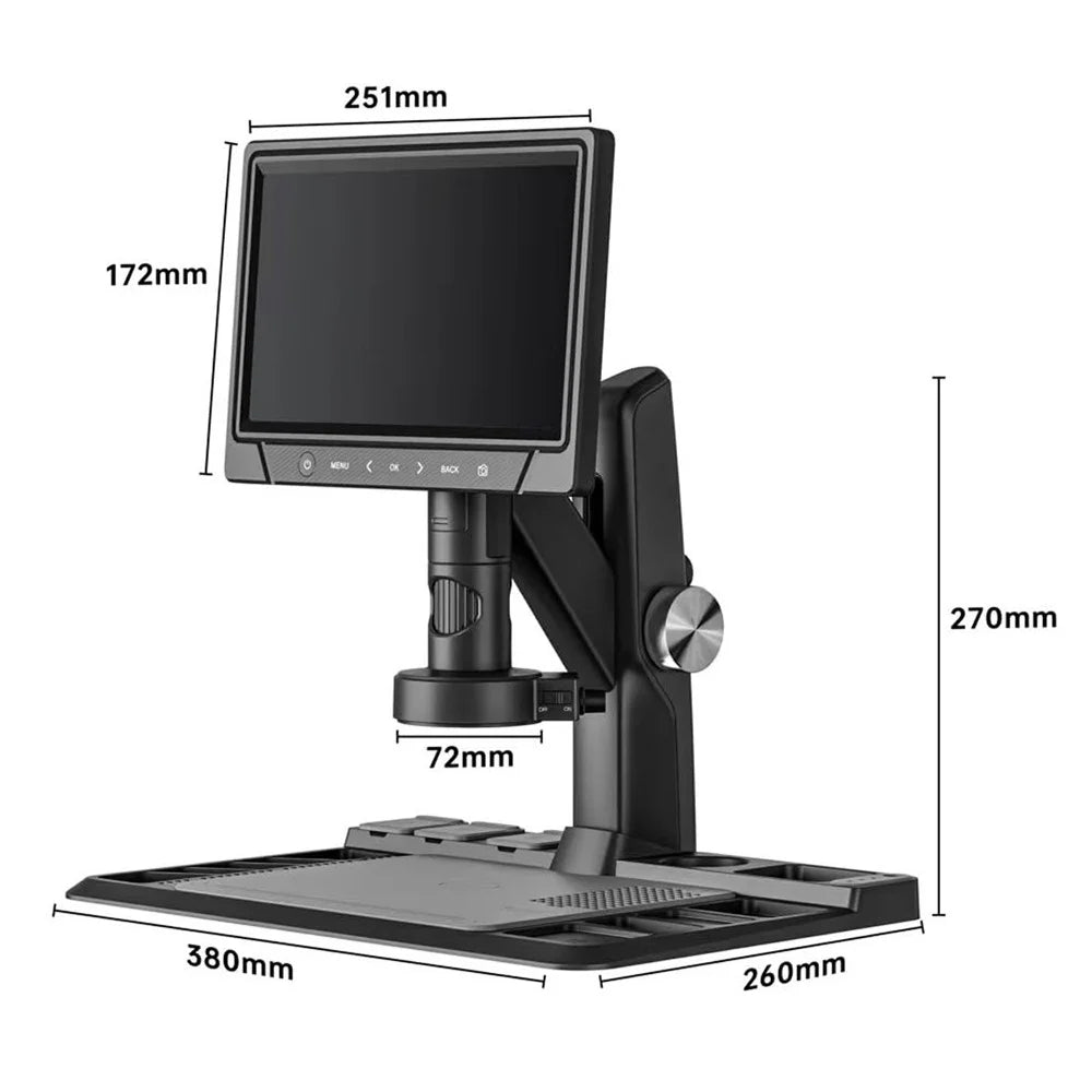 318-C 10.1 inch Screen Electronic Digital Microscope 1600X Magnification Maintenance Industrial Video Recorder - 7