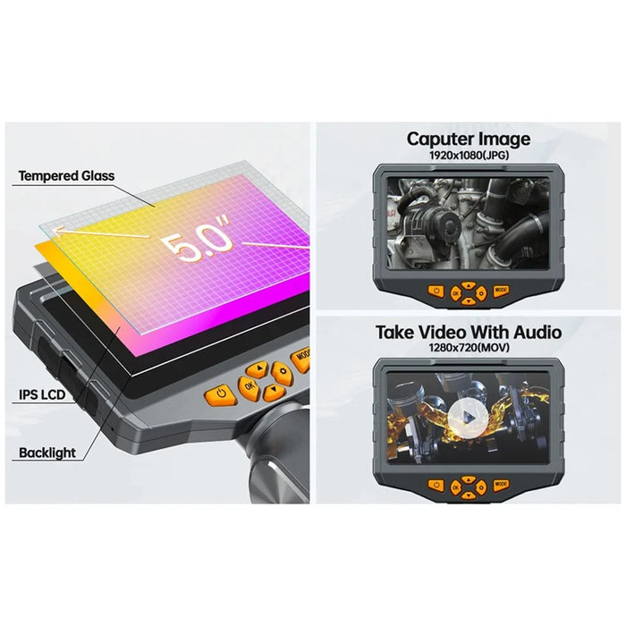 TESLONG TD500 8.5mm Rotatable Lens 1.55m Wire 5.0-inch Screen Endoscope Pipe Inspection Camera with 32G TF Card - 5