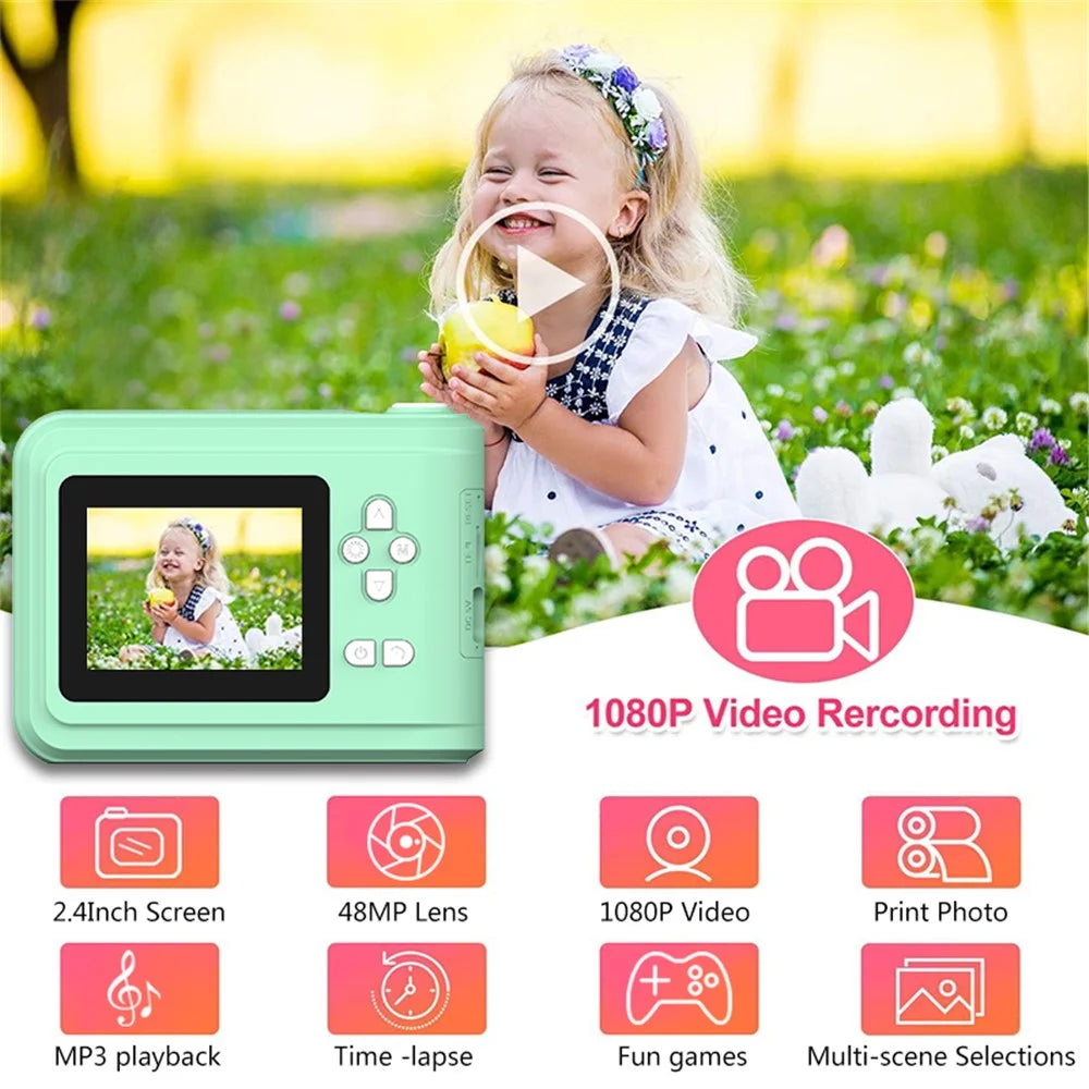 S7 2.4-inch Screen Mini Children HD Instant Camera Portable Photo Printer with 32G TF Card + Card Reader - Pink - 3