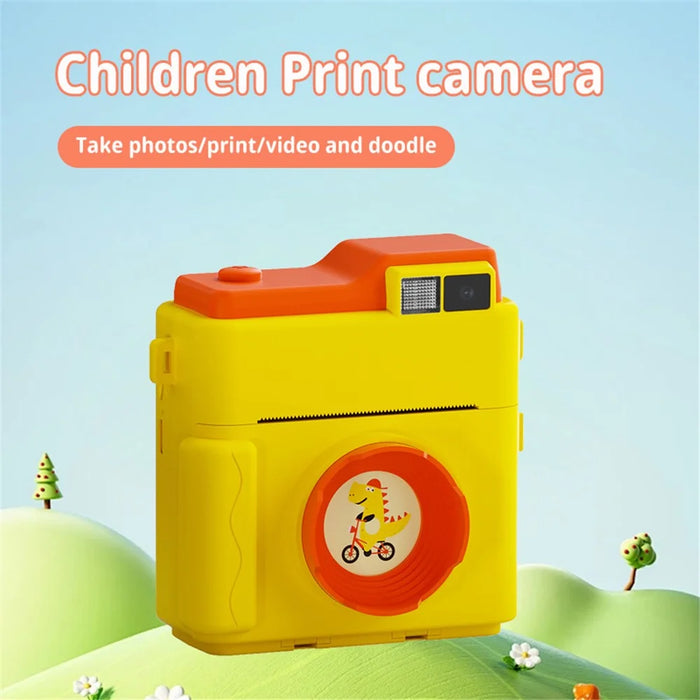 LK002 2.4-inch Screen Children HD Digital Camera Mini Inkless Photo Printer - Yellow - 2