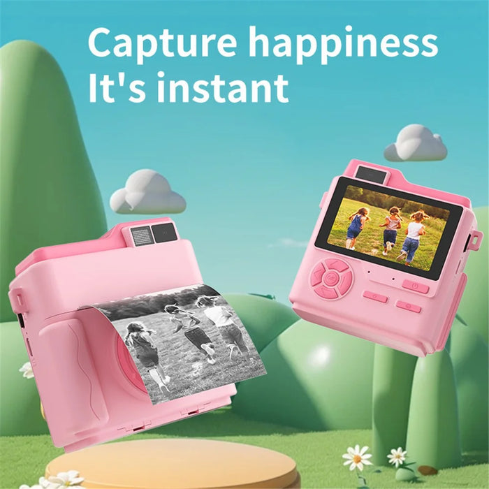 LK002 2.4-inch Screen Children HD Digital Camera Mini Inkless Photo Printer - Yellow - 3