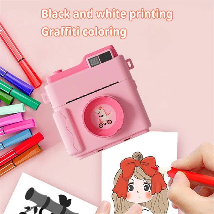 LK002 2.4-inch Screen Children HD Digital Camera Mini Inkless Photo Printer - Yellow - 4