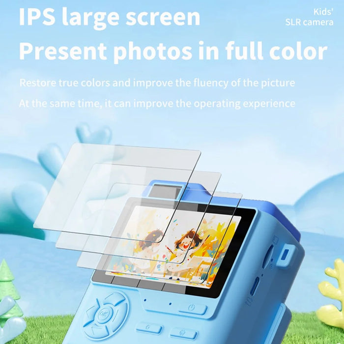 LK002 2.4-inch Screen Children HD Digital Camera Mini Inkless Photo Printer - Yellow - 7