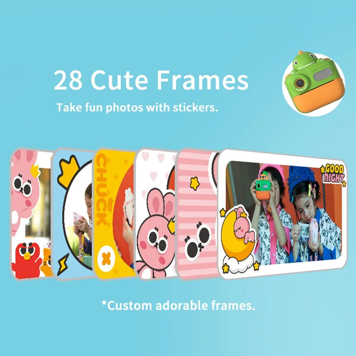 K64 Cute Dual Lens Kids HD Camera Instant Printing Thermal Photo Printer with 32G TF Card + Card Reader - Green - 6