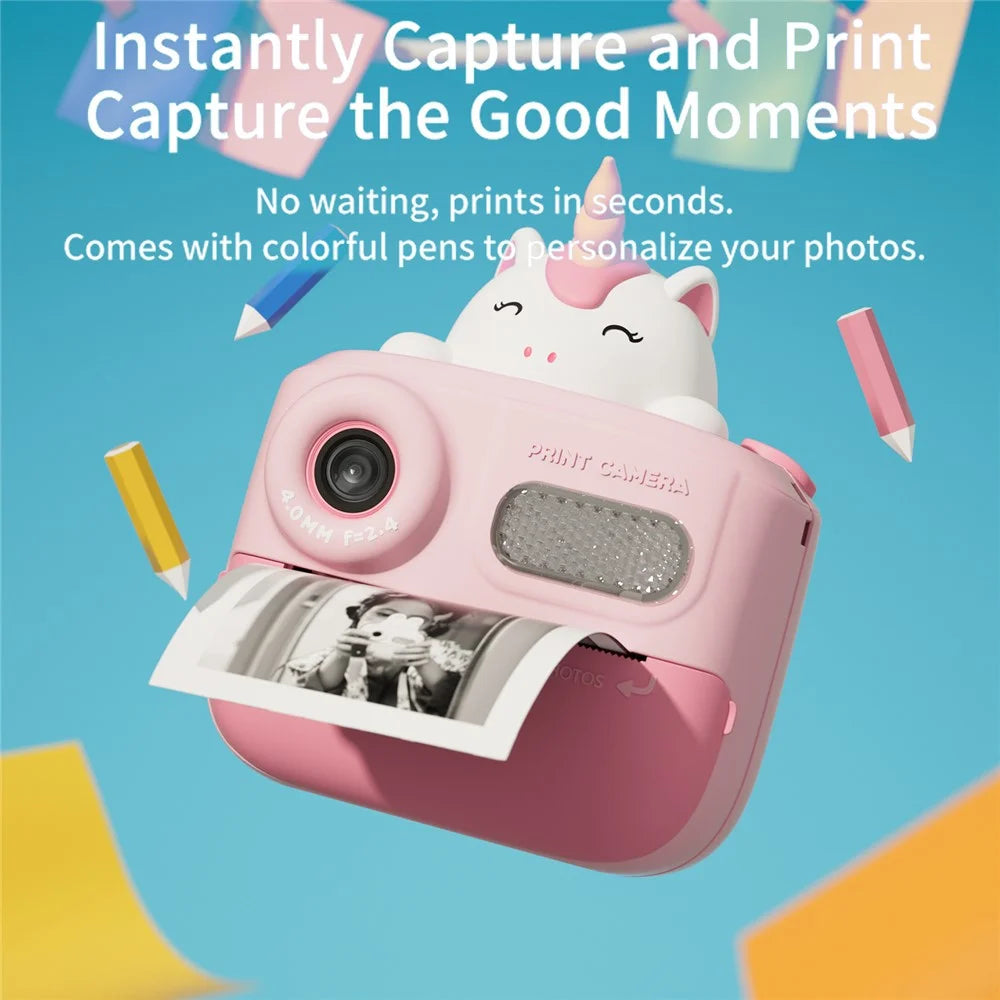 K64 Cute Dual Lens Kids HD Camera Instant Printing Thermal Photo Printer - Green - 5