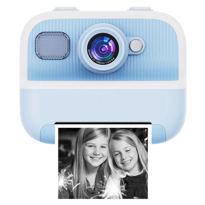 M8 2.4-inch IPS Screen Dual Lens Kids Print Camera Instant Thermal Photo Printer - Blue - 2