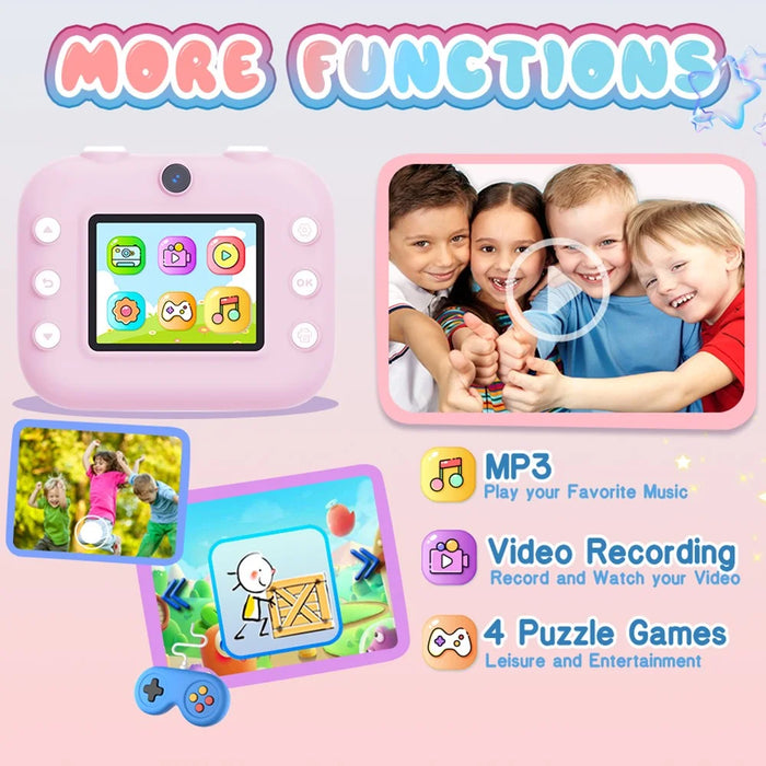 M8 2.4-inch IPS Screen Dual Lens Kids Print Camera Instant Thermal Photo Printer - Blue - 5