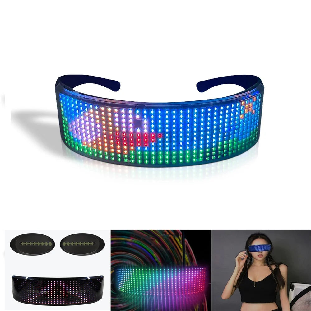 App Bluetooth-compatible Control Luminous Glasses DIY Content LED Glowing Glasses Party Atmosphere Props - 1