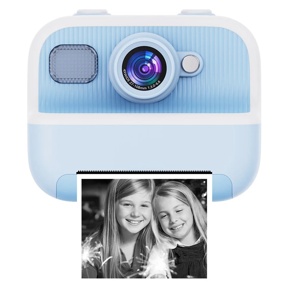 M8 2.4 inch IPS Screen Printer Photo Dual Lens Instant Print Camera with 32G TF Card + Card Reader - Blue - 2