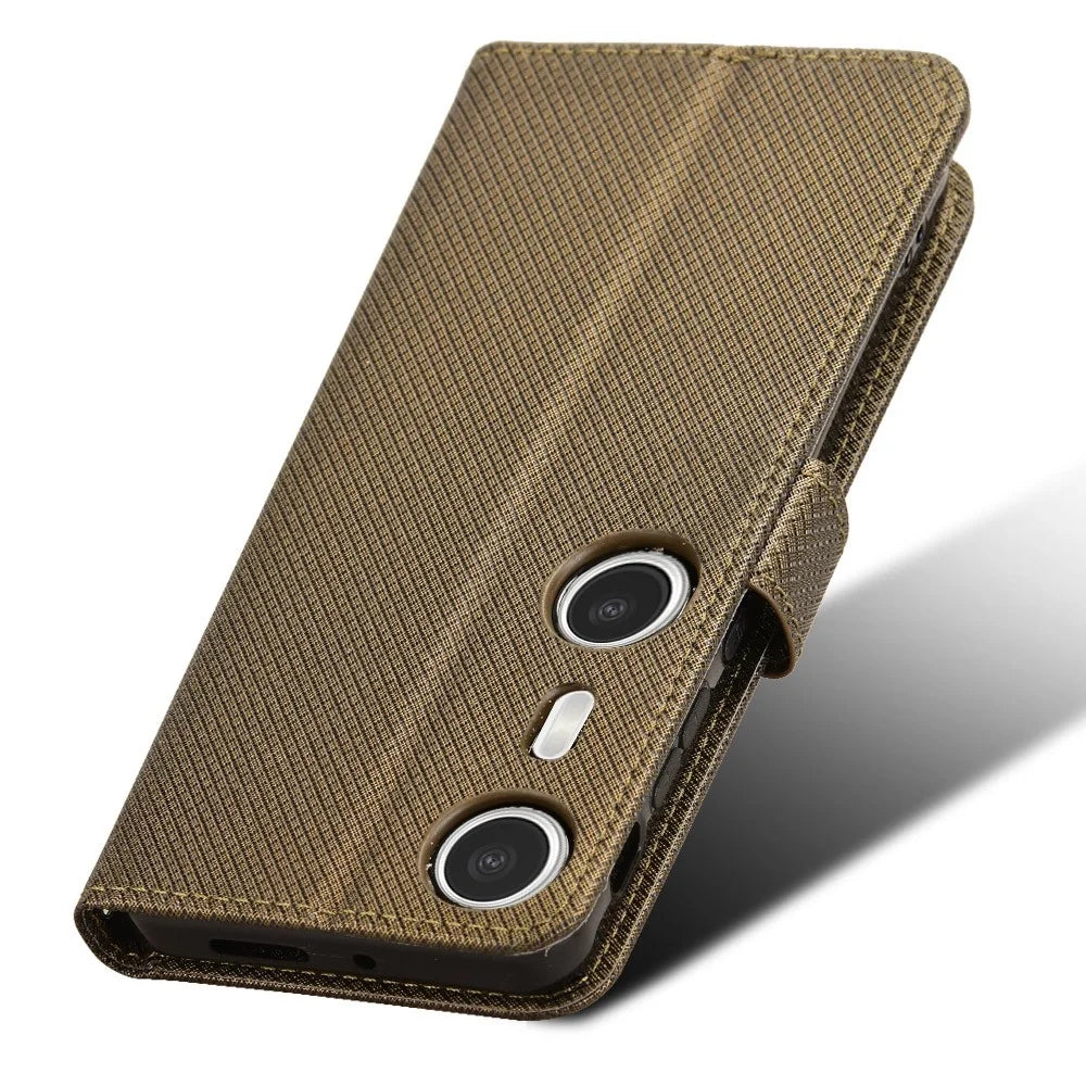For XREAL Beam Pro Case PU Leather Diamond Texture Wallet Phone Cover - Brown - 5